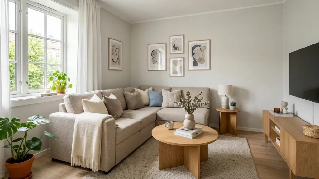 corner sofa bed in L-shaped layout