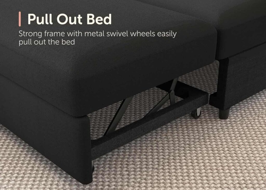 HONBAY U-shaped 6-seater sectional sleeper sofa in velvet black with storage chaise