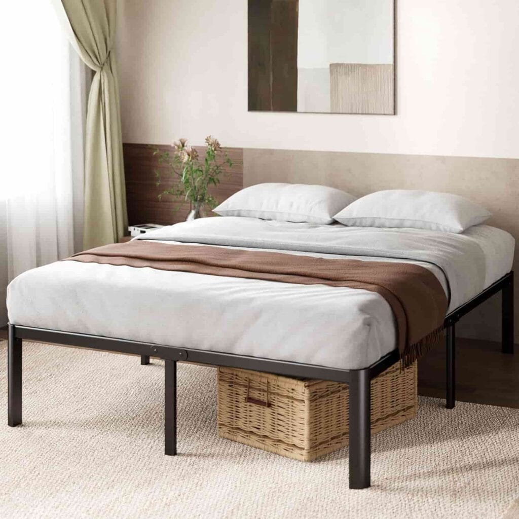 Zinus Van 16 Inch Queen Metal Platform Bed Frame in black from Amazon listing