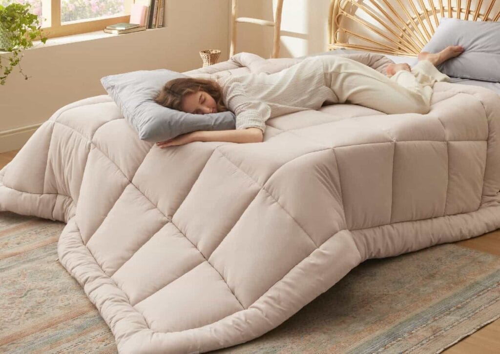Bedsure Queen Comforter Set Grey Pintuck