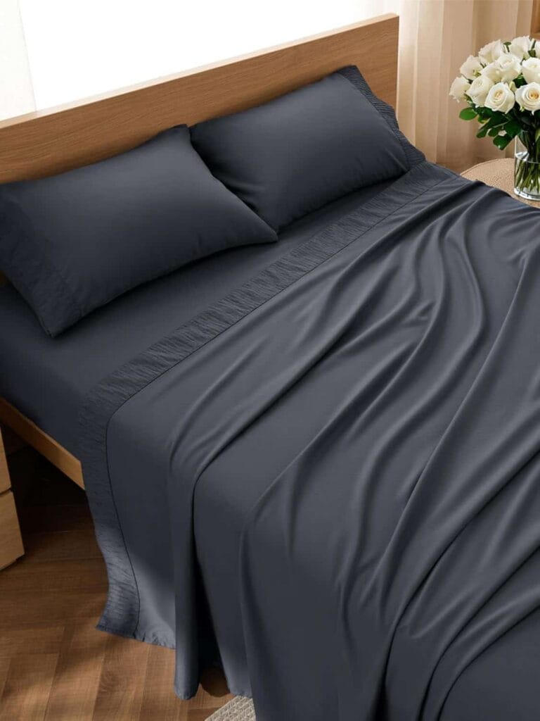 Bedsure Queen Sheet Set Dark Grey Hotel Luxury