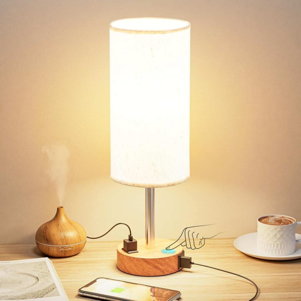 Fenmzee Bedside Table Lamp 3-Way Dimmable Touch Control