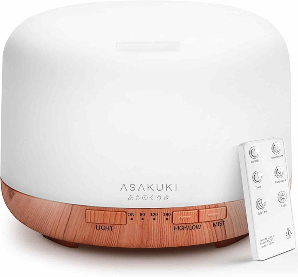 ASAKUKI Essential Oil Diffuser 500ml Wood Base